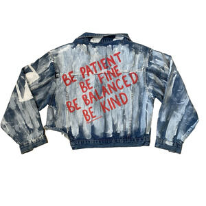 Wren + Glory Hand Painted Denim Jacket Fine and Balanced Festival Art Streetwear